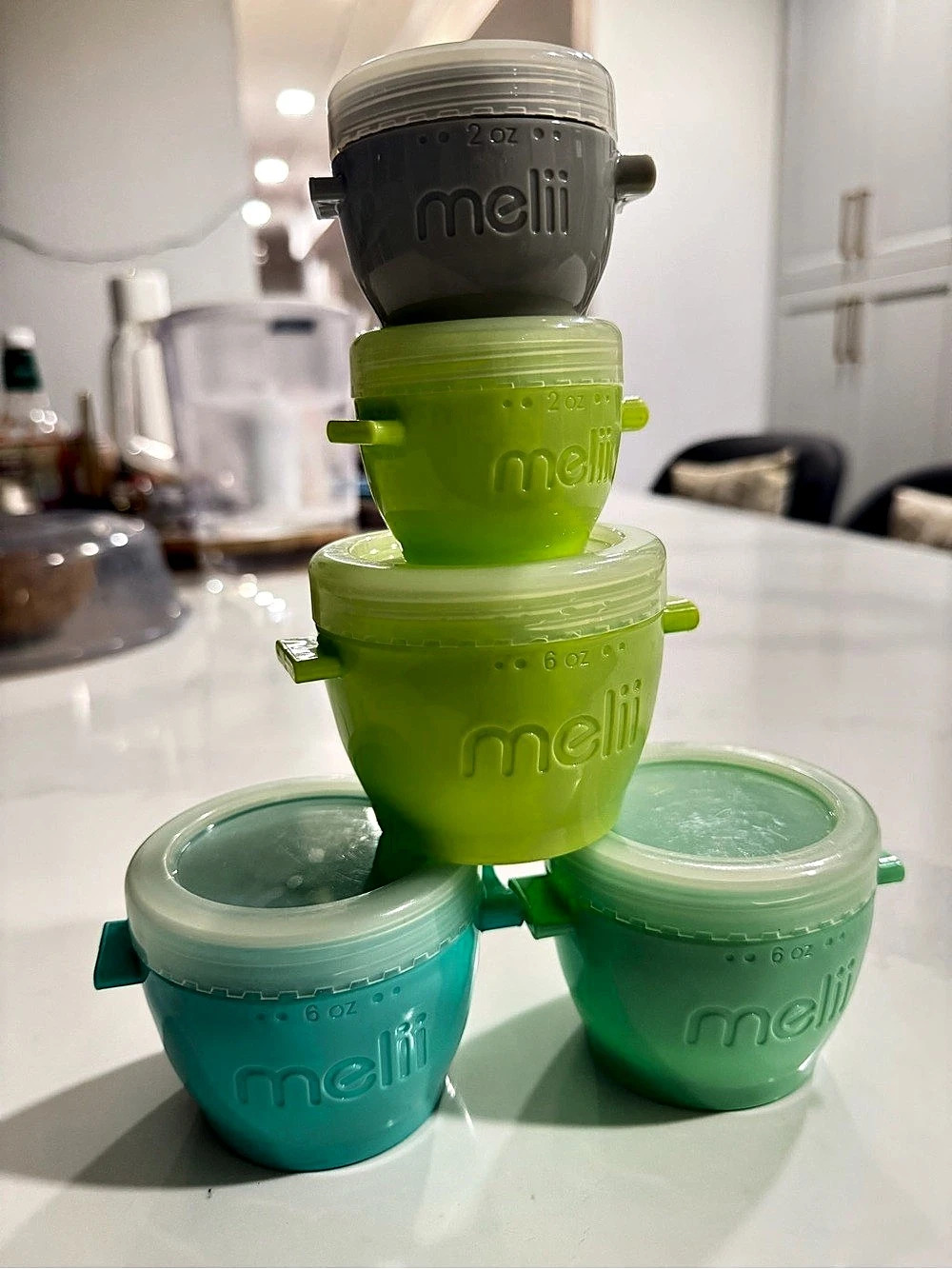 meli Food Storage Containers Green & Blue Like New